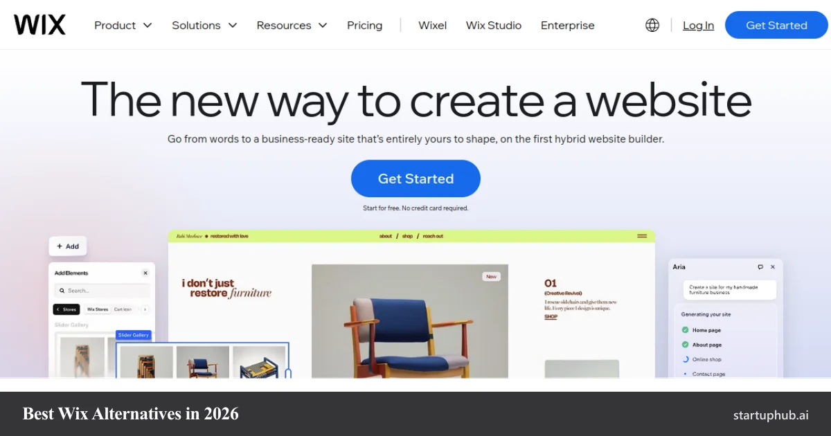Wix homepage, with the best Wix alternative website builders compared for 2026