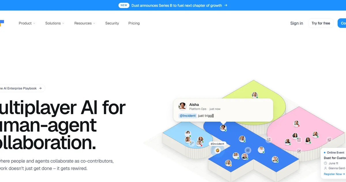 Dust AI agent workflow platform interface