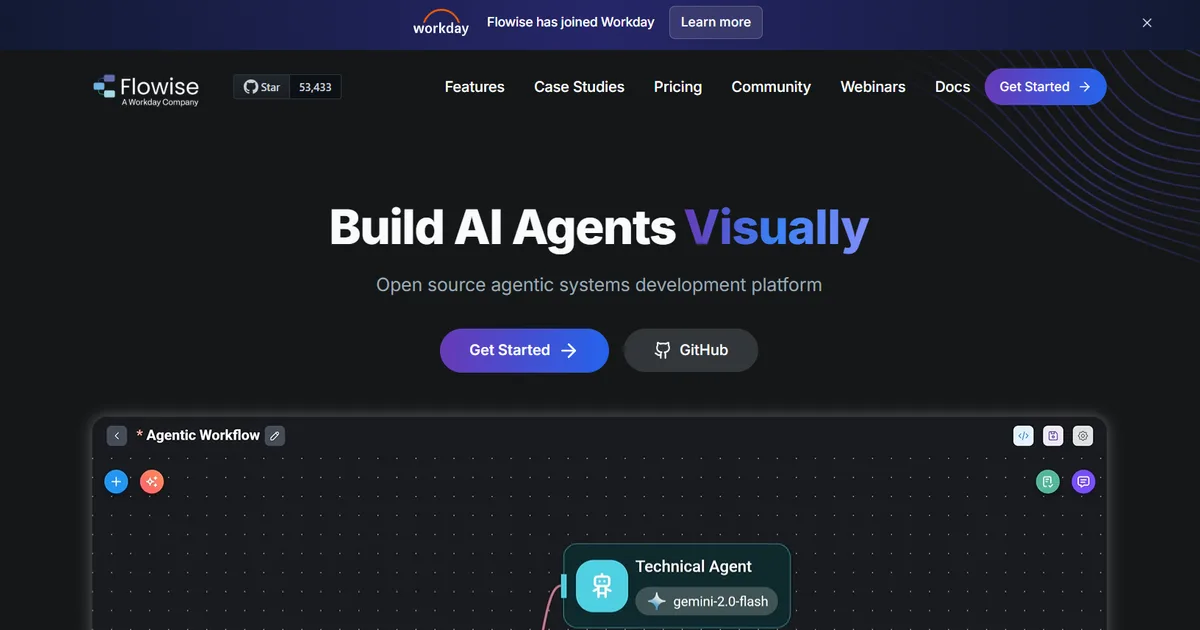 FlowiseAI AI agent workflow platform interface