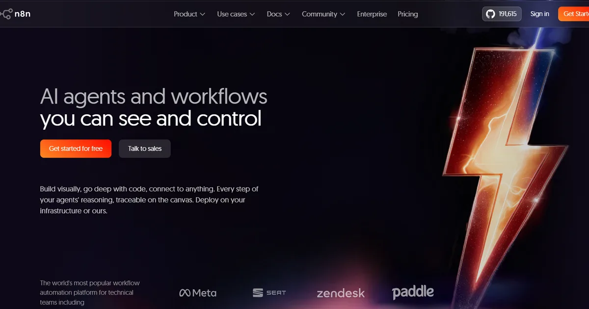 n8n AI agent workflow platform interface