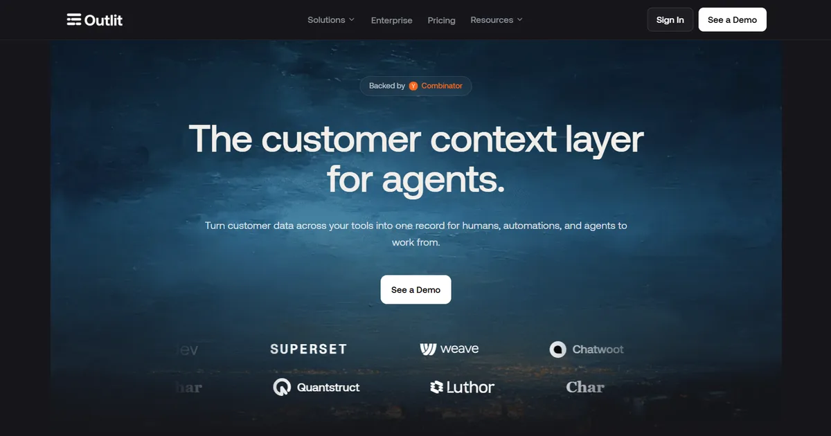 Outlit AI agent workflow platform interface