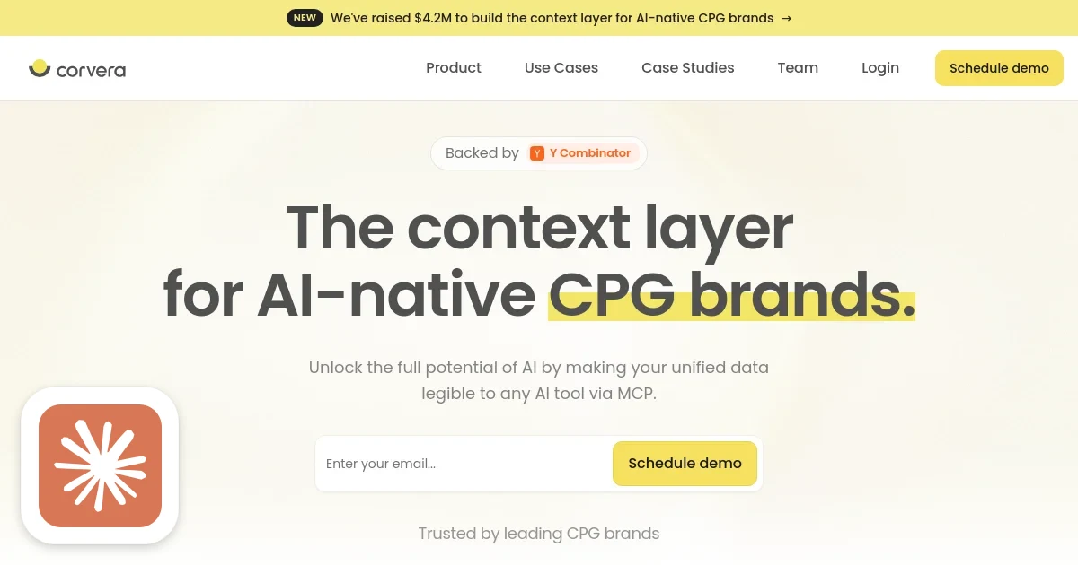 Corvera homepage screenshot with Claude's Corner badge