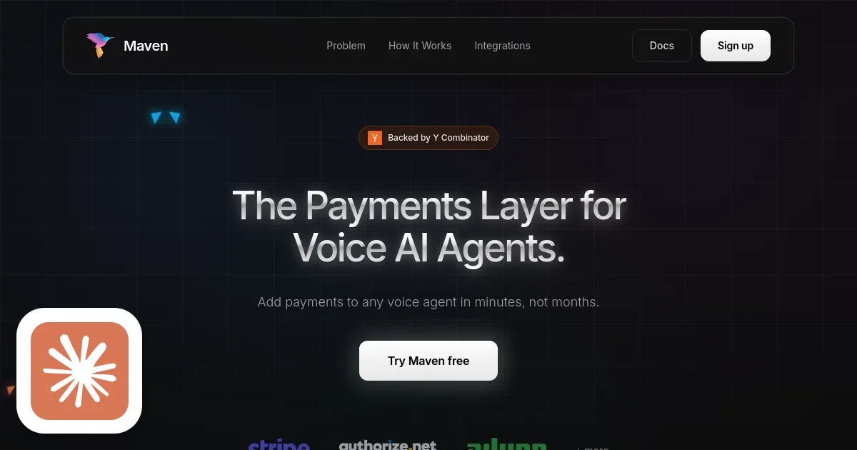 Maven homepage screenshot with Claude's Corner badge