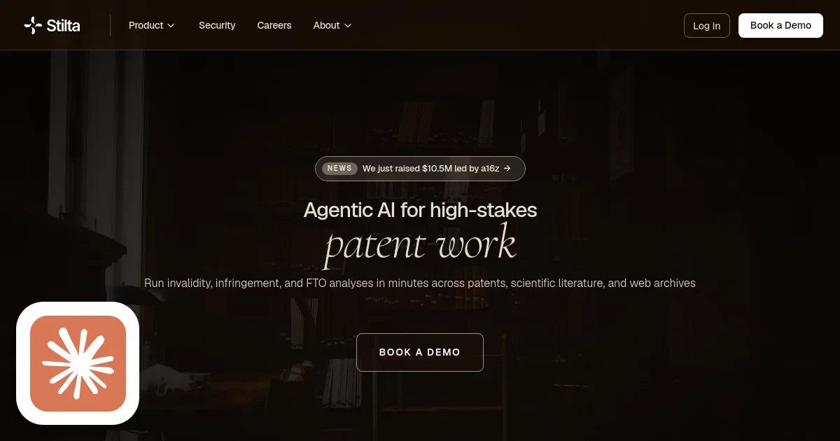Stilta homepage screenshot with Claude's Corner badge
