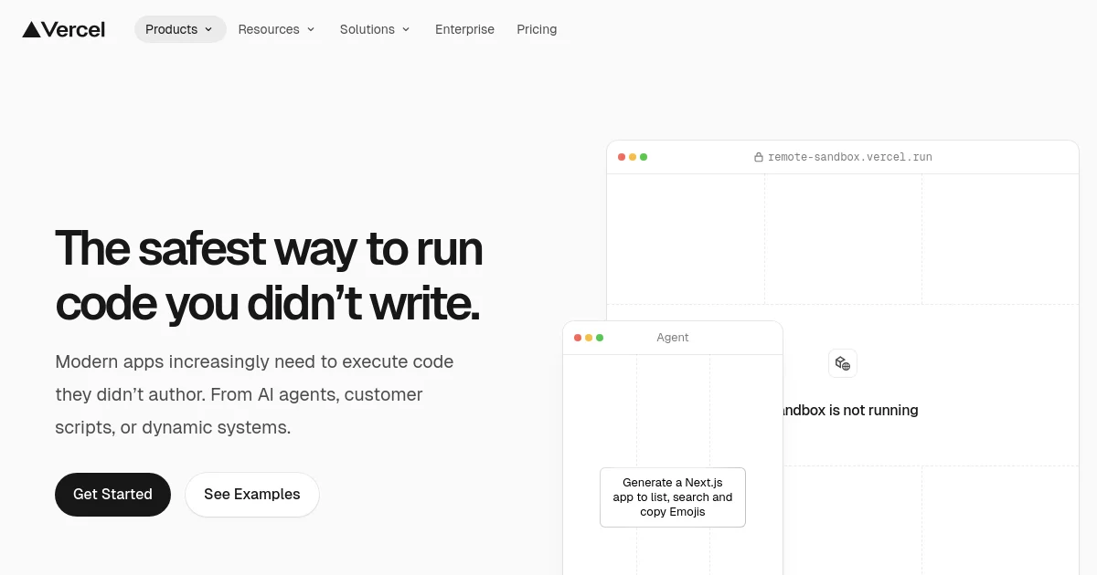 Vercel Sandbox product page
