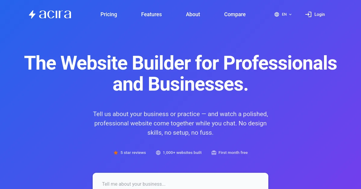 Acira AI website homepage screenshot
