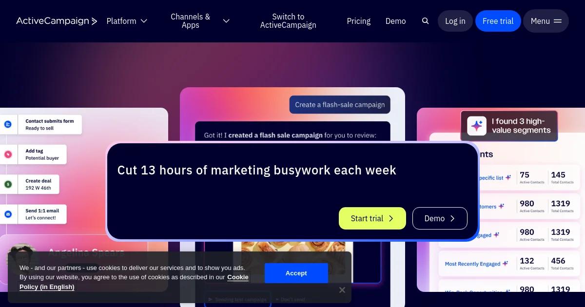 ActiveCampaign website homepage screenshot