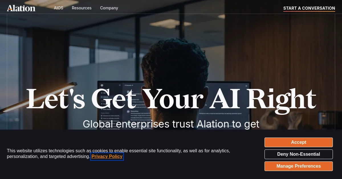 Alation Data Catalog website homepage screenshot