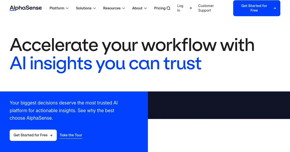 AlphaSense website homepage screenshot