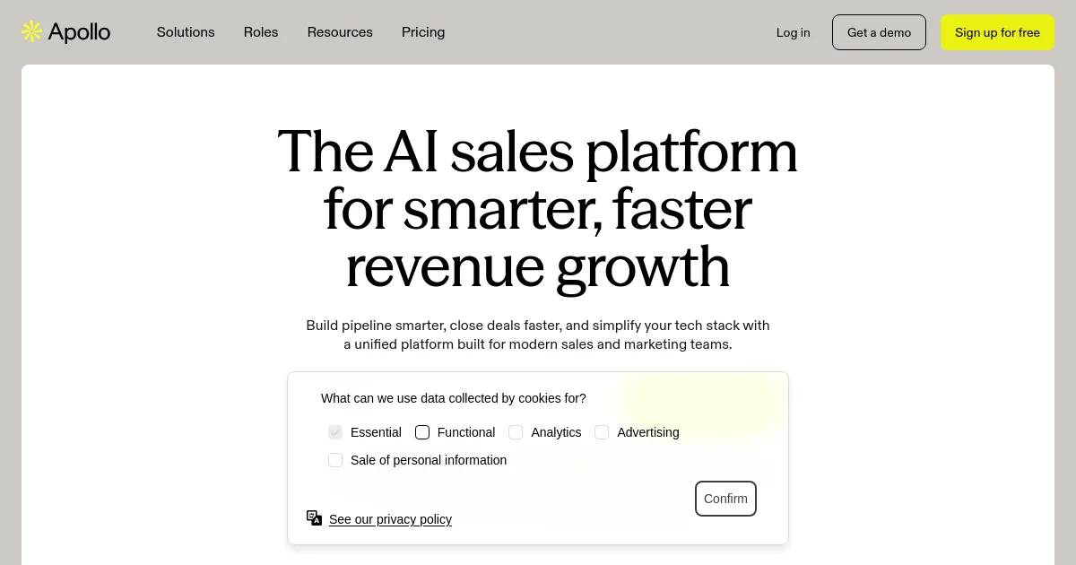 Apollo.io website homepage screenshot