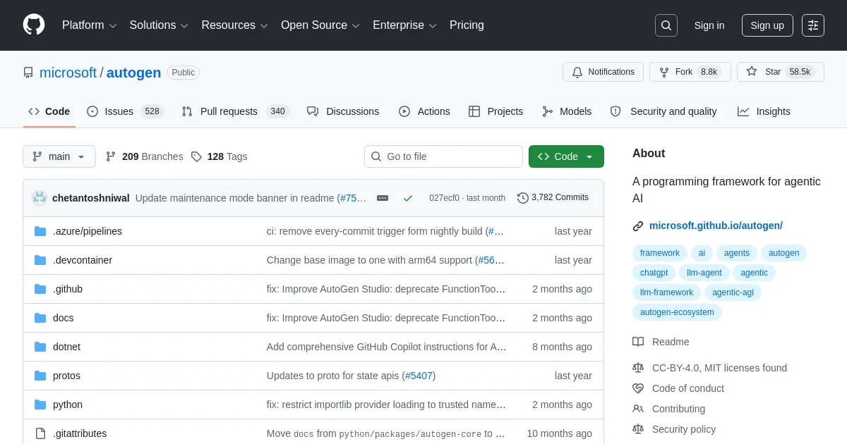 AutoGen website homepage screenshot