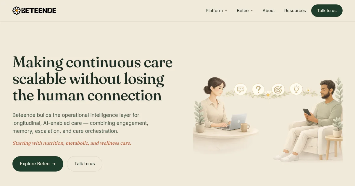 Beteende website homepage screenshot