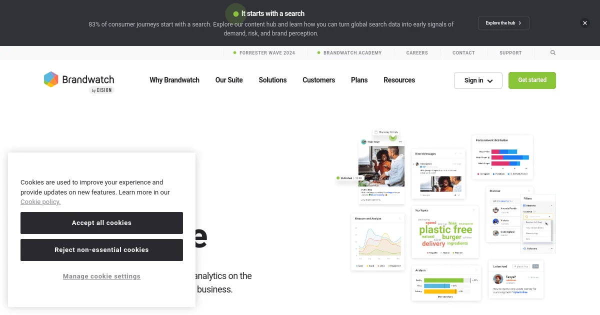 Brandwatch website homepage screenshot
