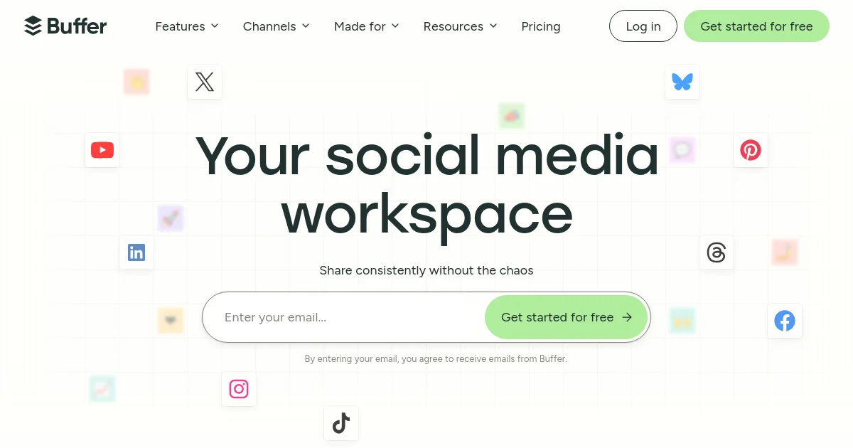 Buffer website homepage screenshot