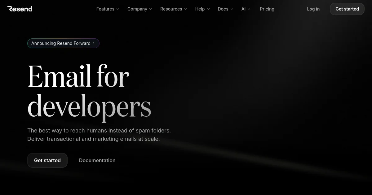 Resend website homepage screenshot