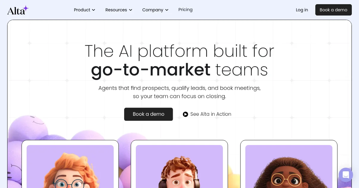 Alta website homepage screenshot