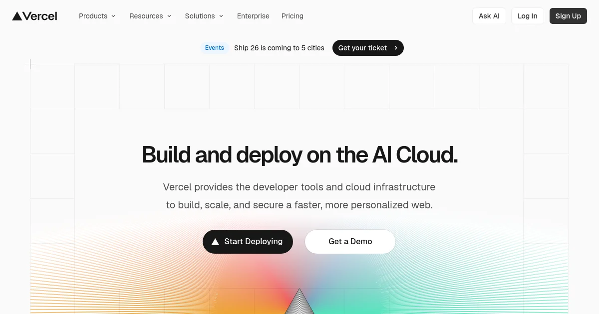 Vercel website homepage screenshot