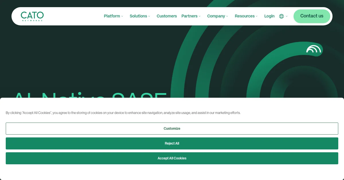 CATO Networks website homepage screenshot