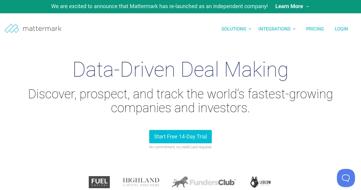 Mattermark website homepage screenshot