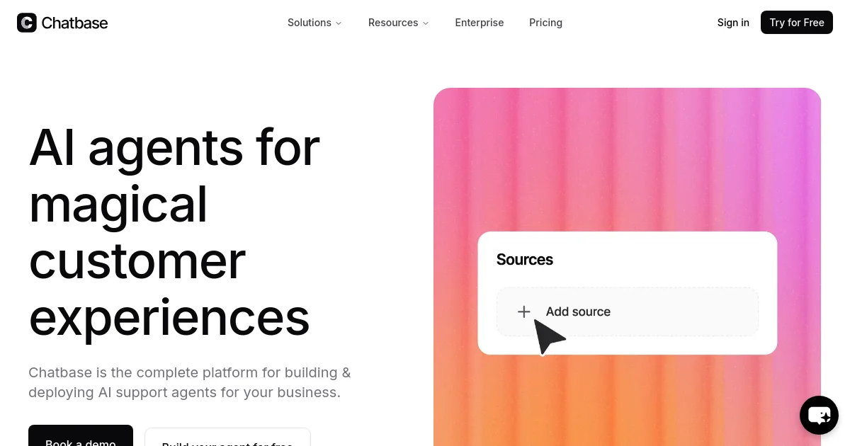 Chatbase website homepage screenshot