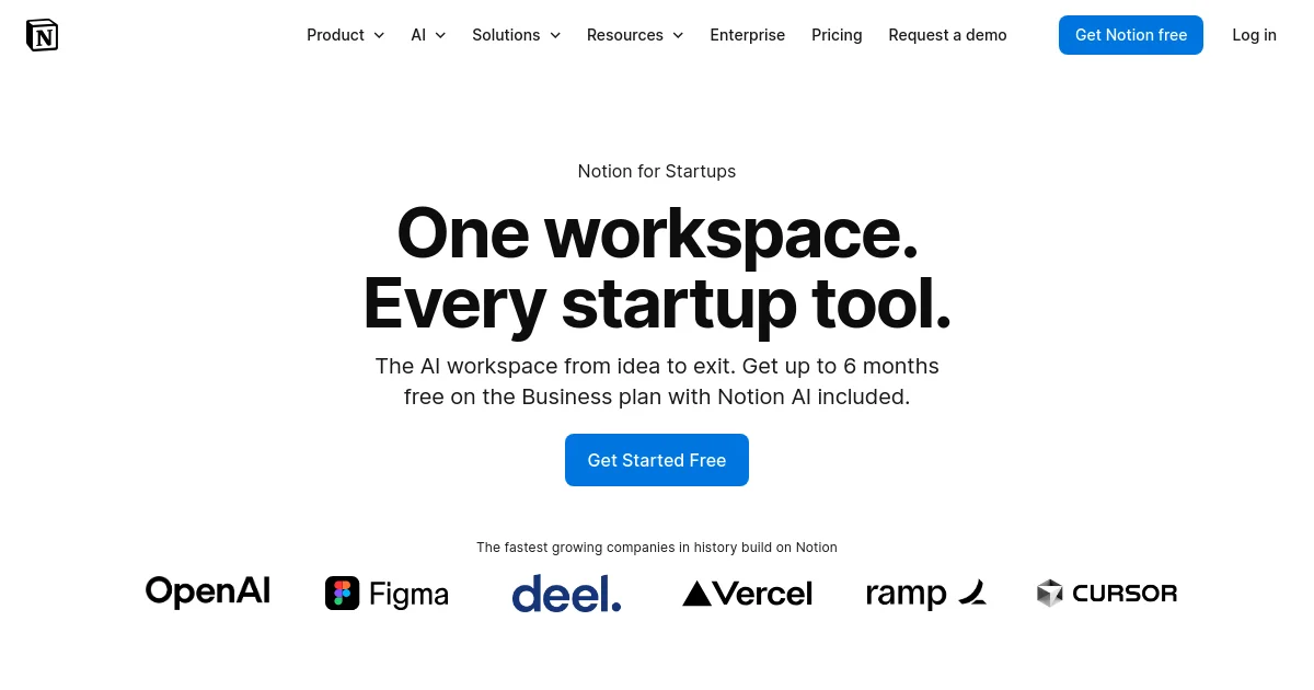 Notion website homepage screenshot