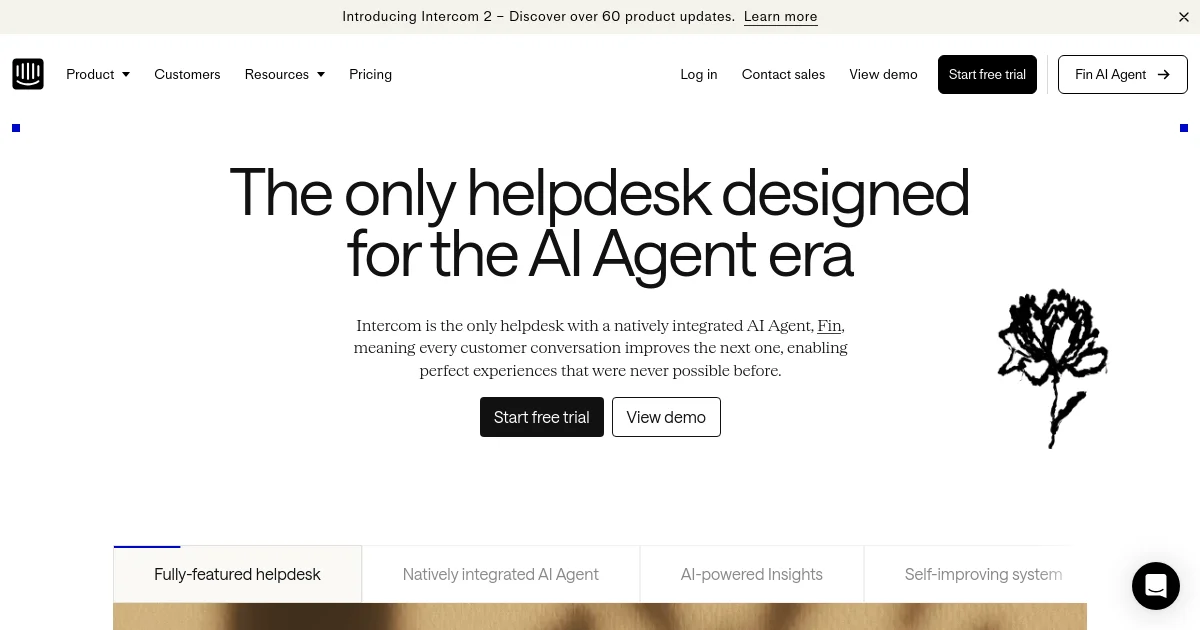 Intercom website homepage screenshot