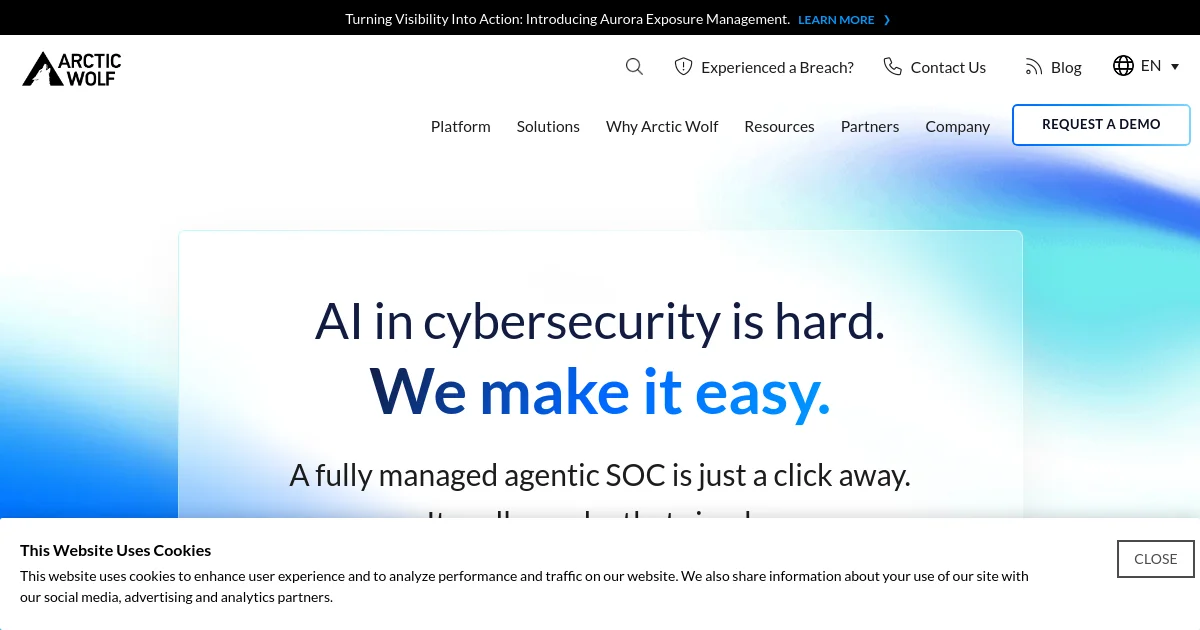 Arctic Wolf Networks website homepage screenshot