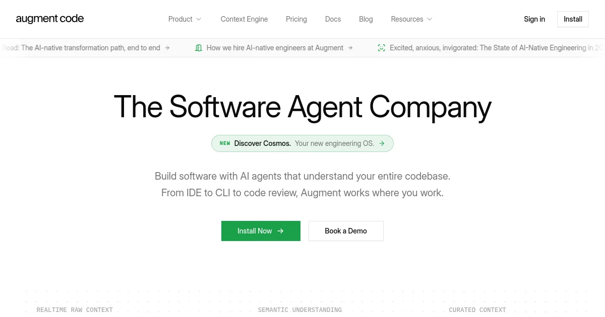 Augment Code website homepage screenshot