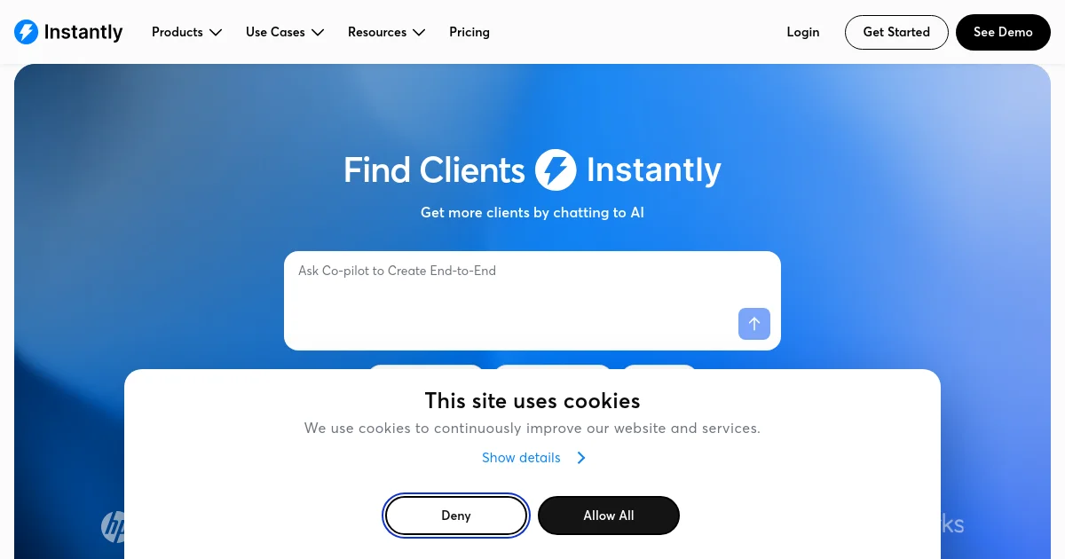 Instantly.ai website homepage screenshot