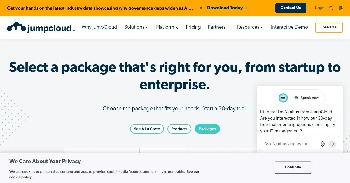 JumpCloud website homepage screenshot