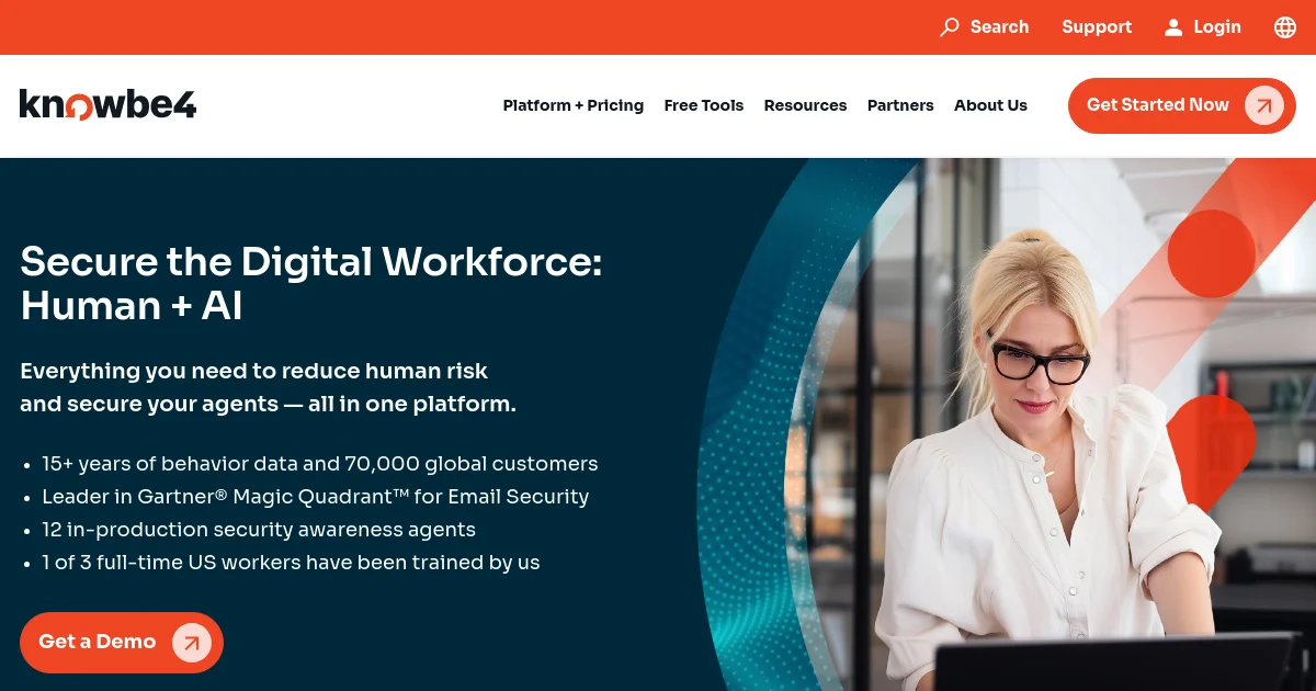 KnowBe4 website homepage screenshot