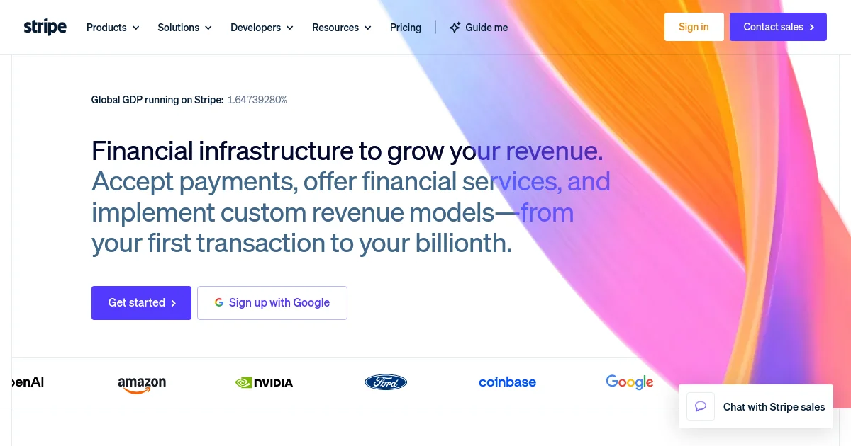 Stripe website homepage screenshot