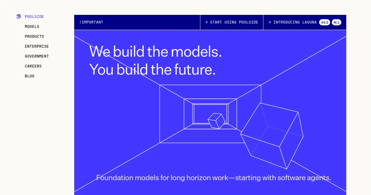 poolside website homepage screenshot