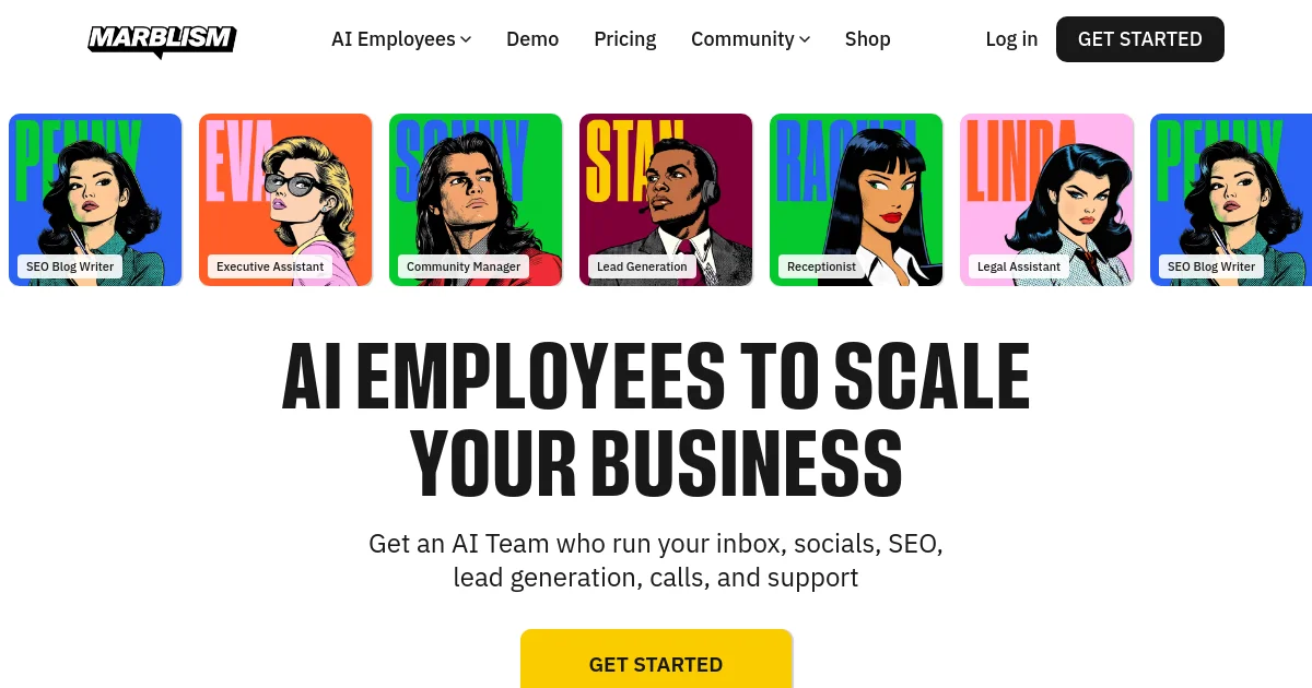 Marblism website homepage screenshot