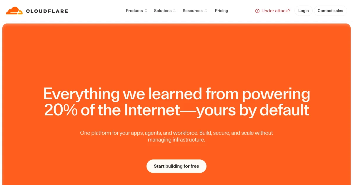 Cloudflare website homepage screenshot