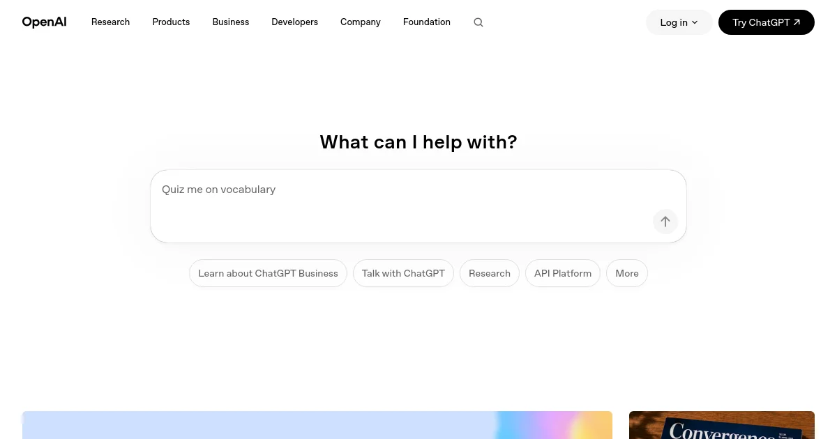OpenAI website homepage screenshot