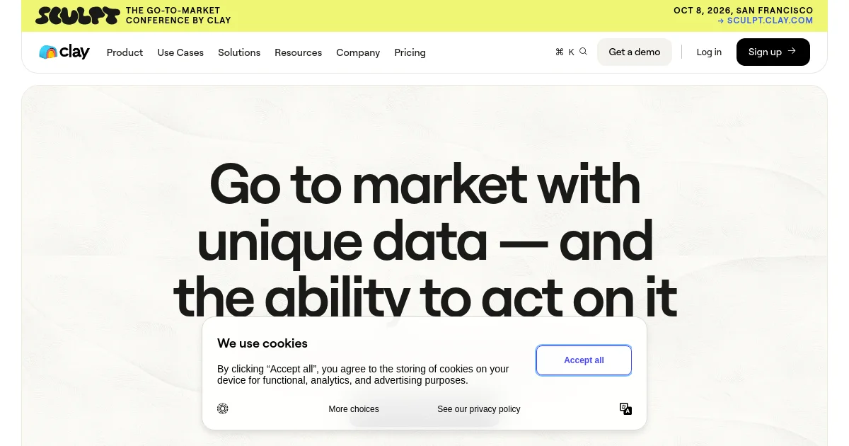 Clay website homepage screenshot
