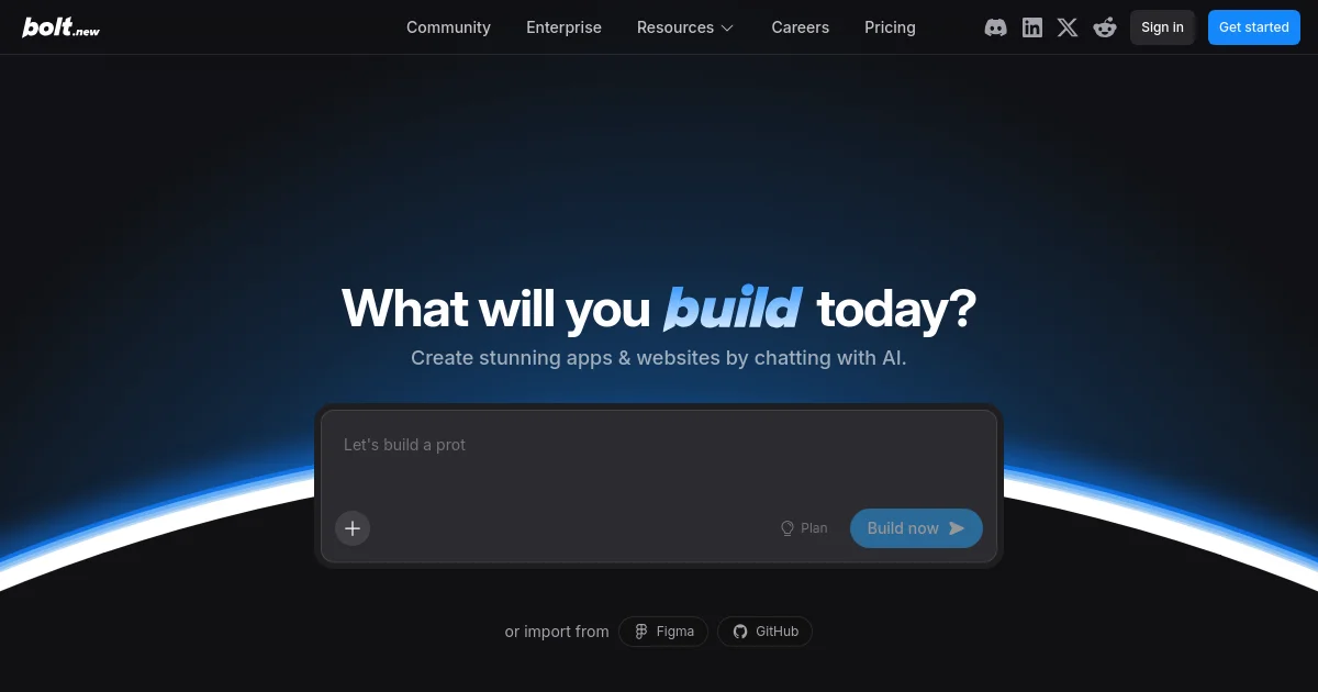 bolt.new website homepage screenshot