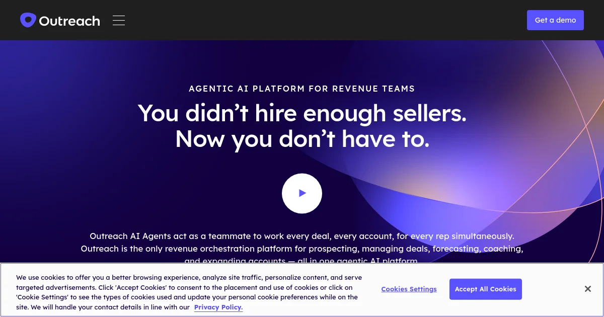 Outreach.io website homepage screenshot