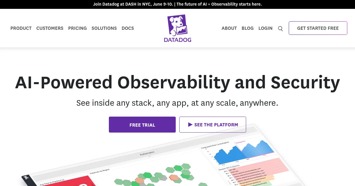 Datadog website homepage screenshot