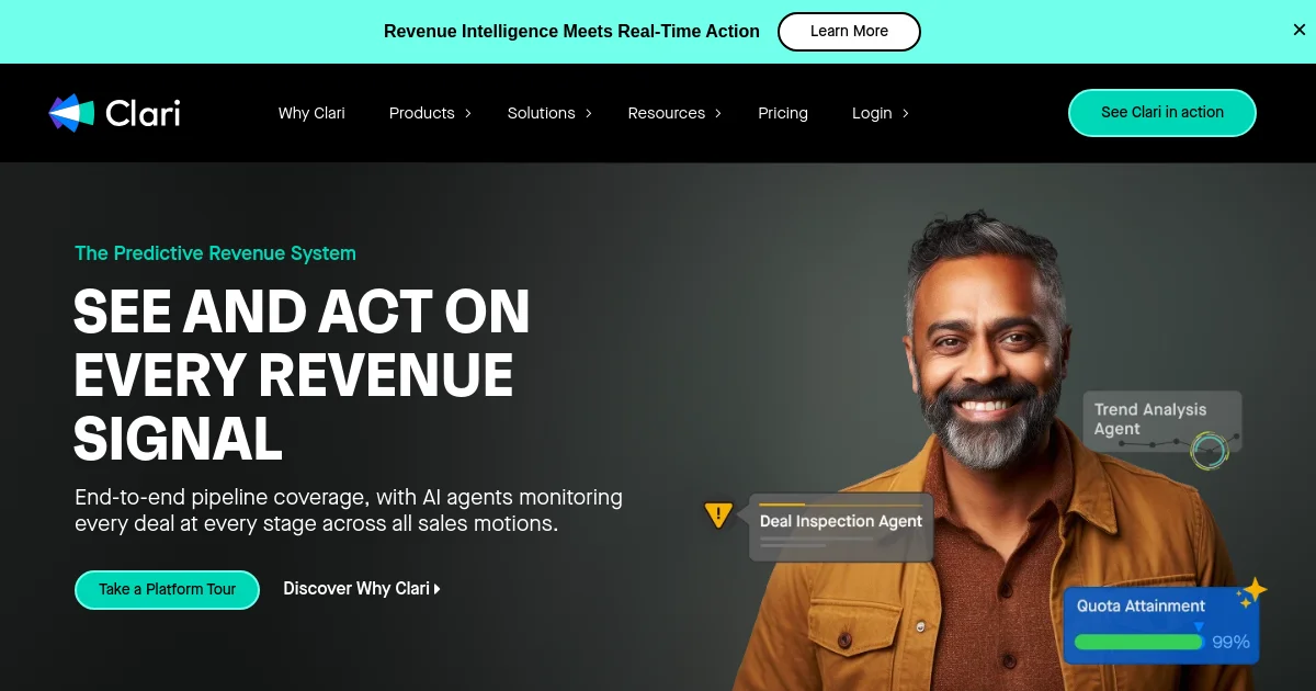 Clari website homepage screenshot