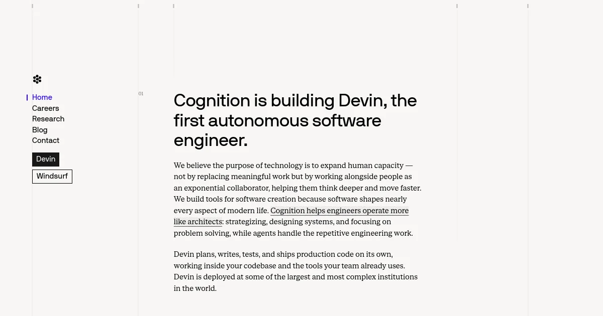 Cognition Labs website homepage screenshot