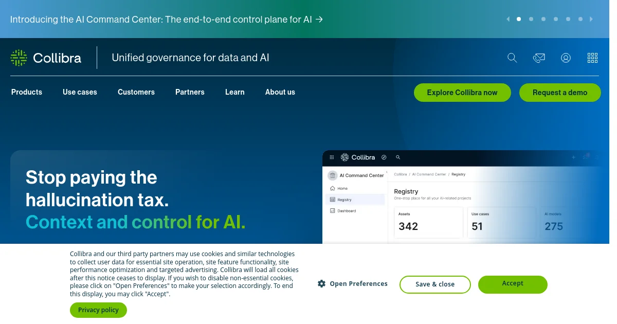 Collibra Platform website homepage screenshot