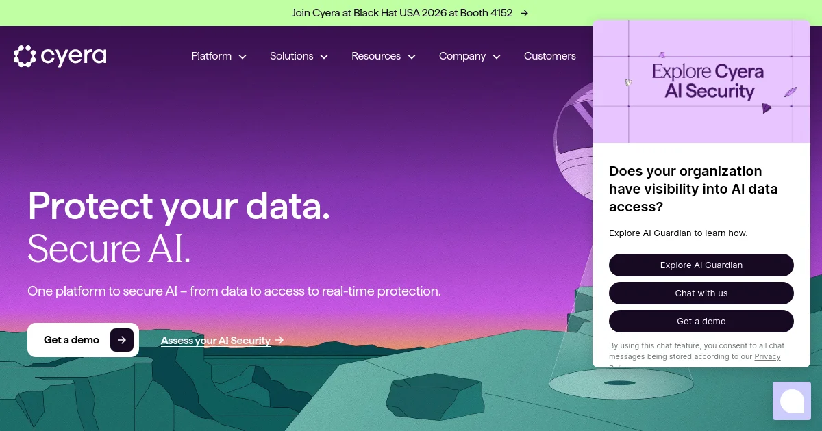 Cyera website homepage screenshot