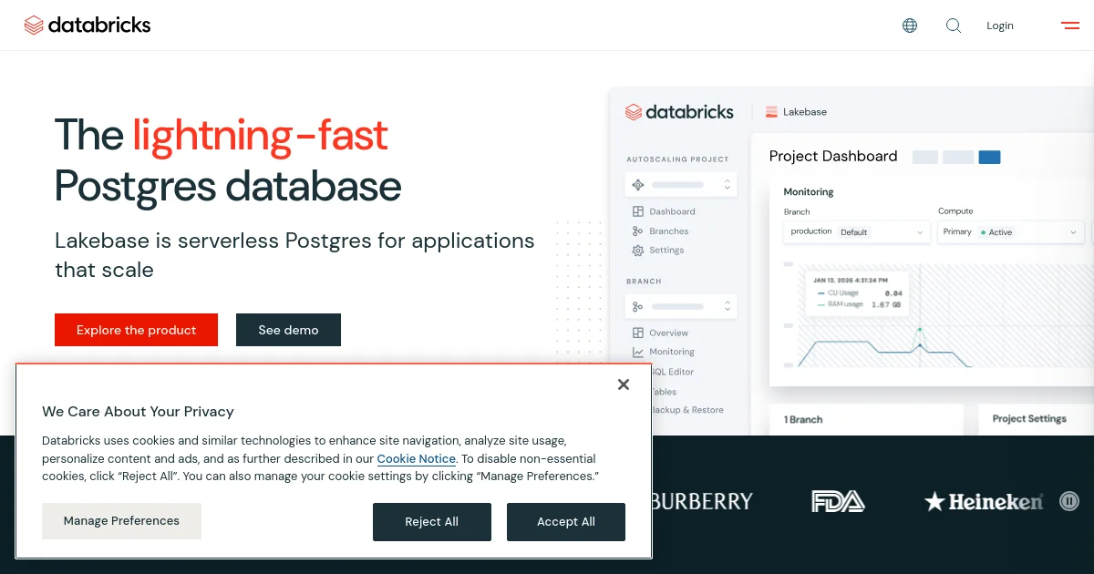 Databricks website homepage screenshot