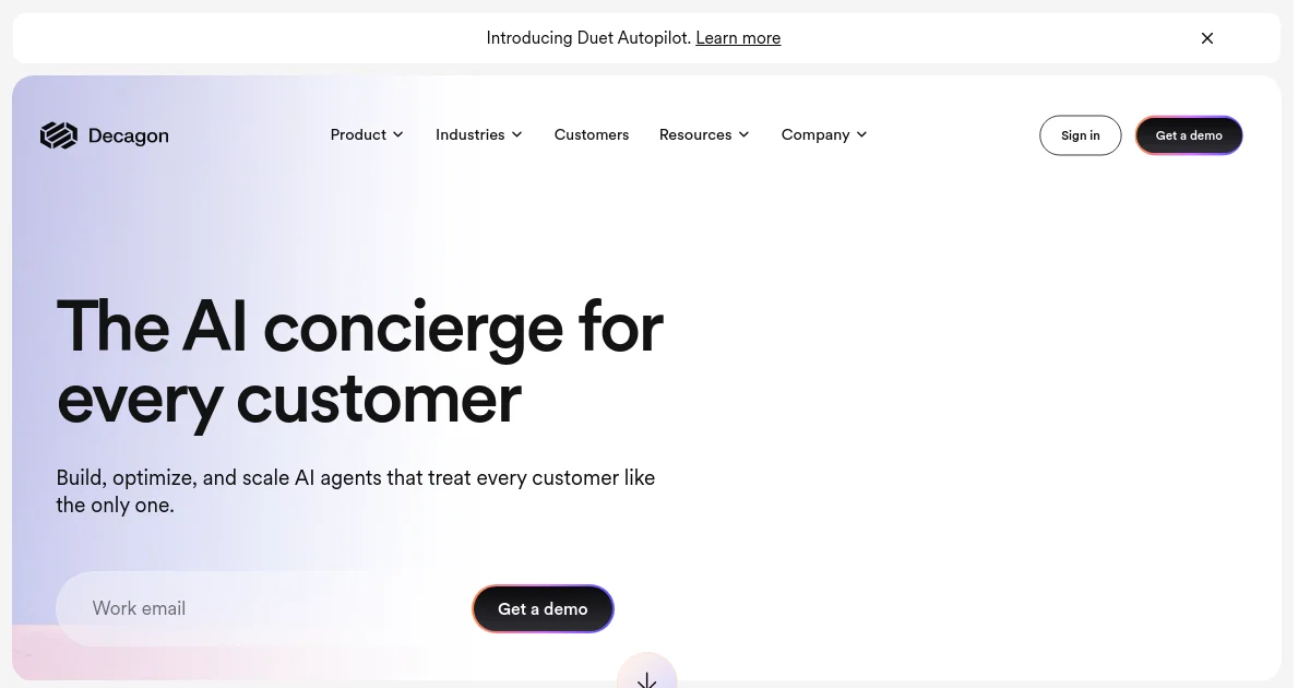 Decagon website homepage screenshot
