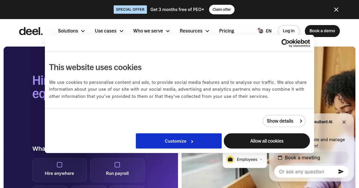 Deel website homepage screenshot