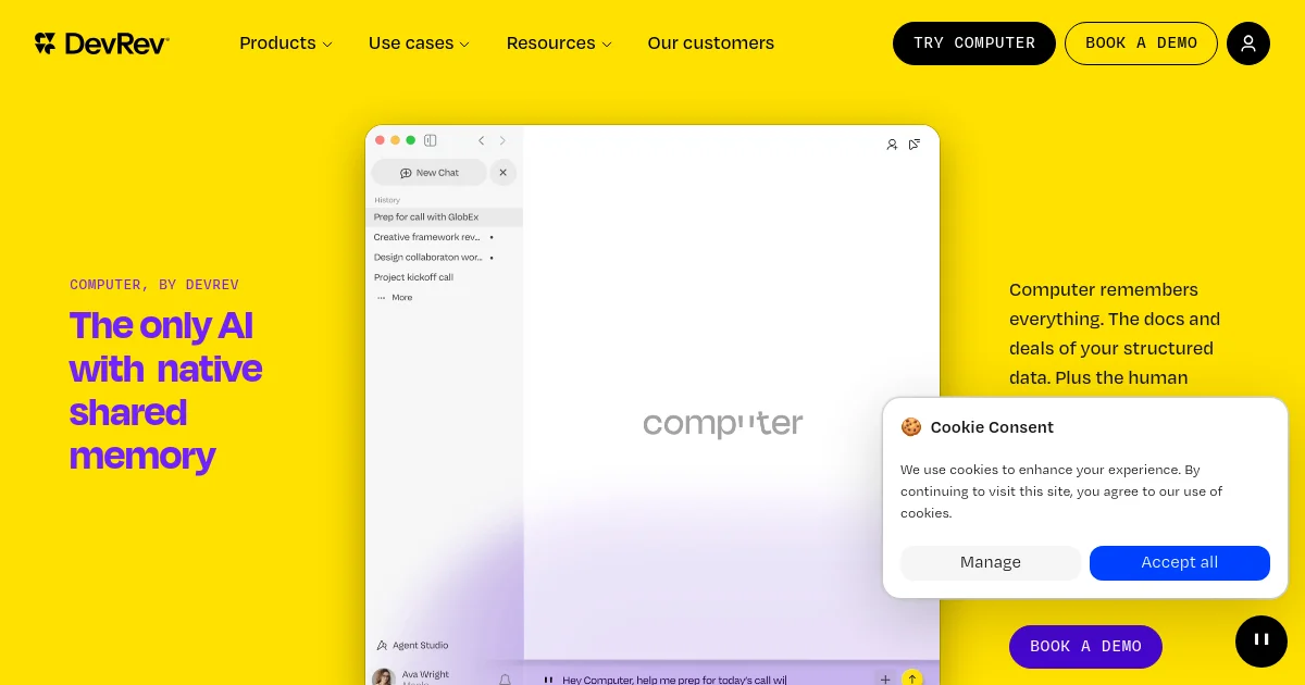DevRev Inc. website homepage screenshot