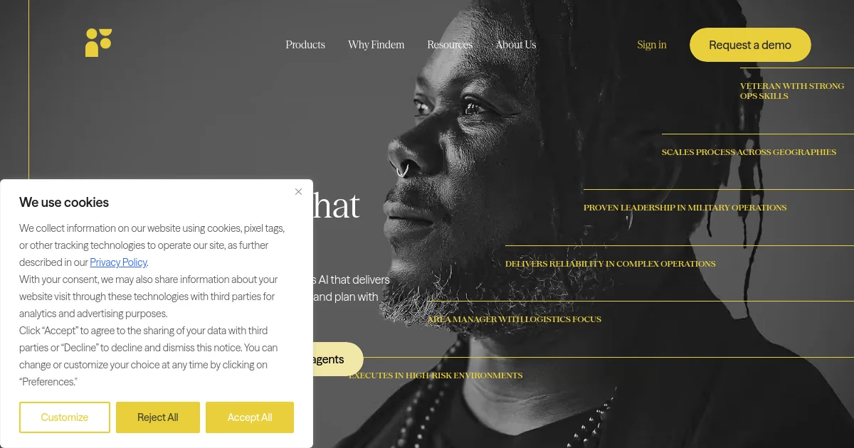 Findem website homepage screenshot