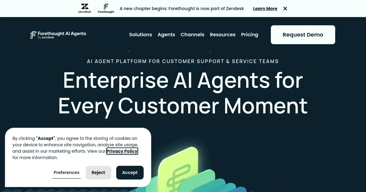 Forethought website homepage screenshot